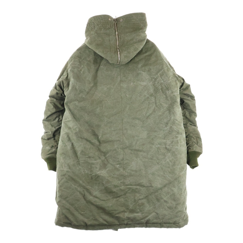 READY MADE(レディメイド) 24AW HOODED DOWN COAT ヴィンテージ加工ロングダウンコート ジャケット カーキ RE-CO-KH-00-00-266