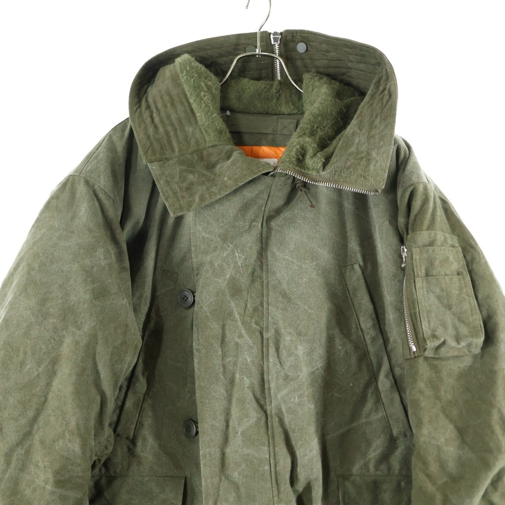 READY MADE(レディメイド) 24AW HOODED DOWN COAT ヴィンテージ加工ロングダウンコート ジャケット カーキ RE-CO-KH-00-00-266
