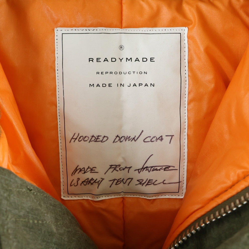 READY MADE(レディメイド) 24AW HOODED DOWN COAT ヴィンテージ加工ロングダウンコート ジャケット カーキ RE-CO-KH-00-00-266