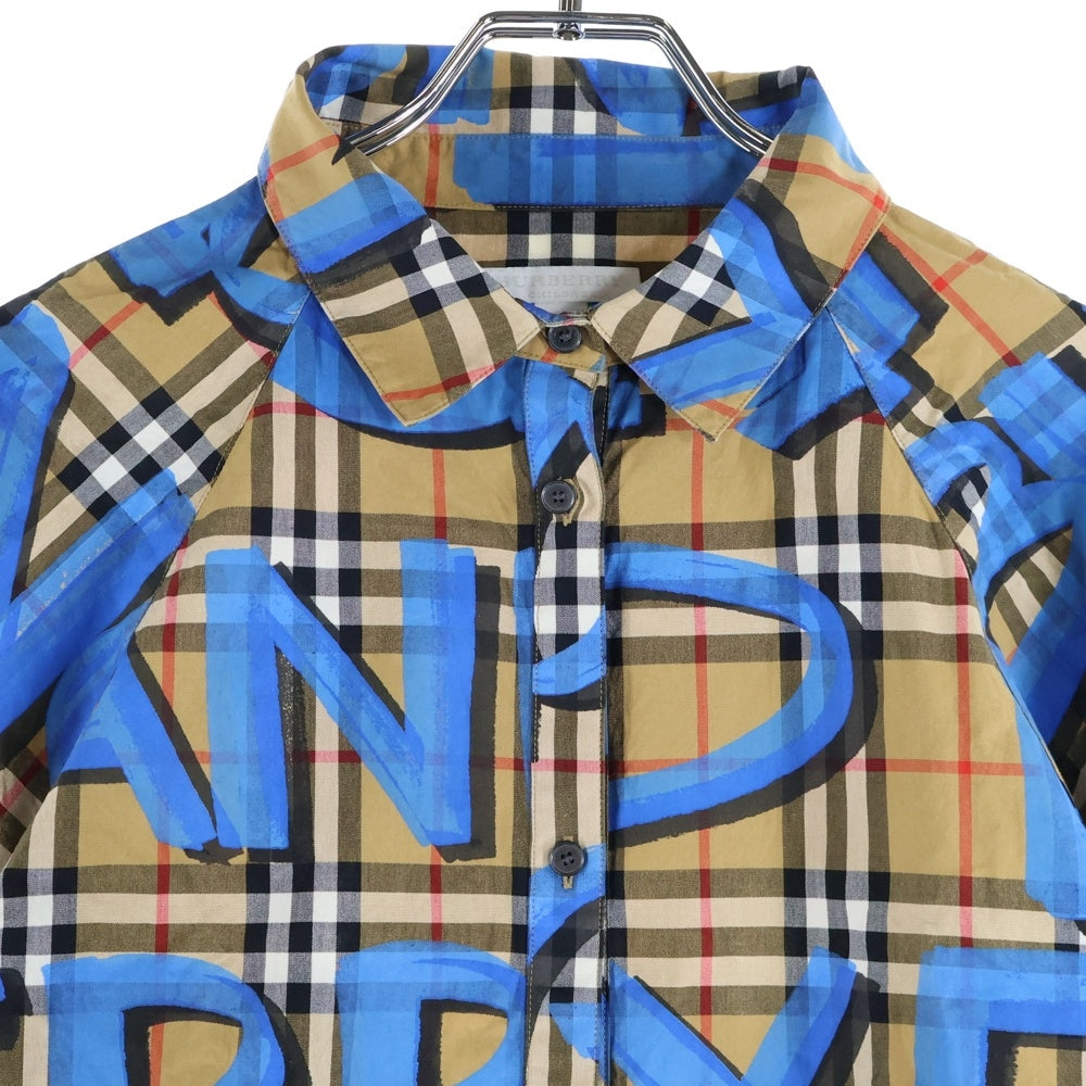 BURBERRY(バーバリー) CHILDREN チュニックグラフィティ 七分丈シャツ レディース ブラウン/ブルー 8001648