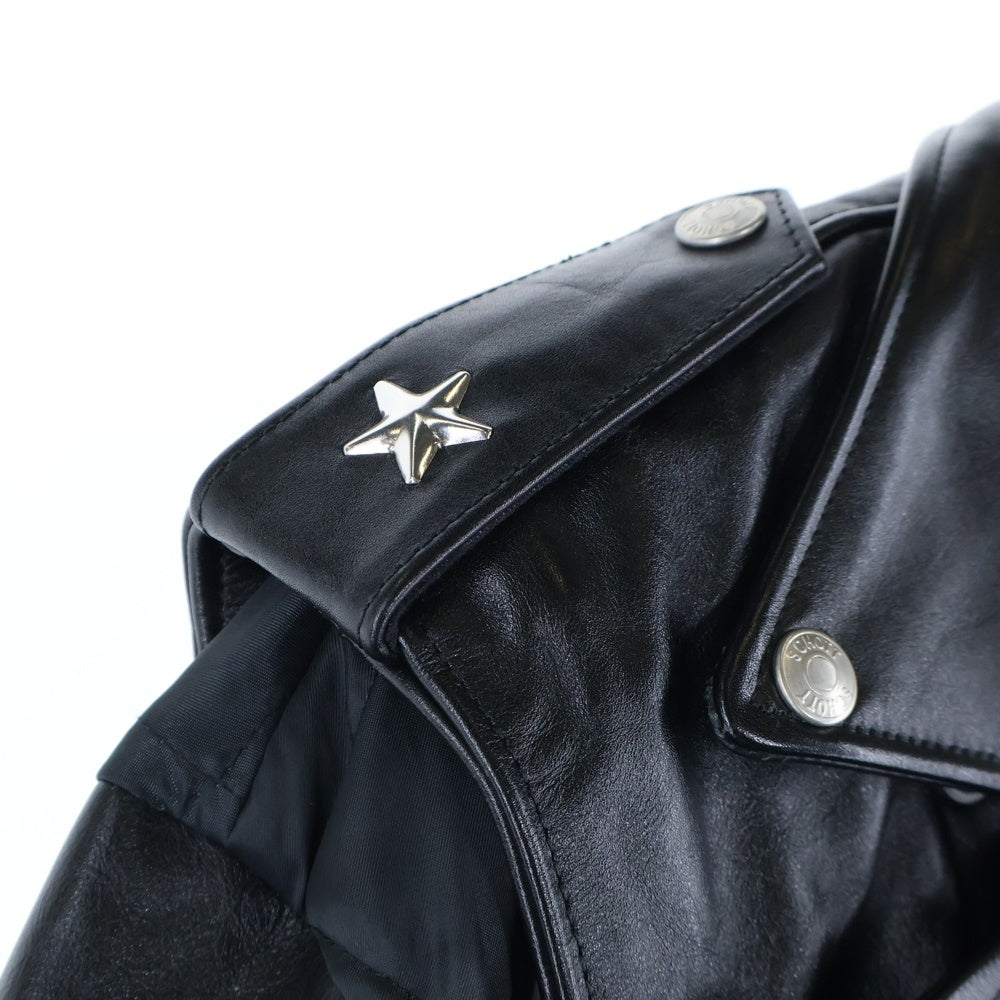 Sacai(サカイ) 22AW ×Schott Leather Blouson ショット スタッズ装飾 レイヤード ライダースジャケット 裏地キルティング ブラック 22-02875M