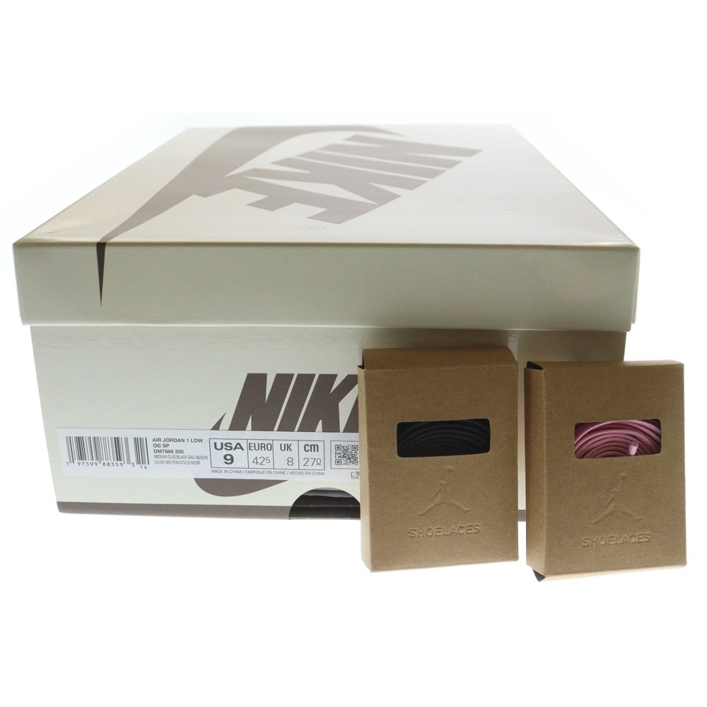 NIKE(ナイキ) ×TRAVIS SCOTT AIR JORDAN 1 LOW OG REVERSE OLIVE DM7866-200 トラヴィススコット エアジョーダン 1 リバース オリーブ ローカットスニーカー US9/27cm