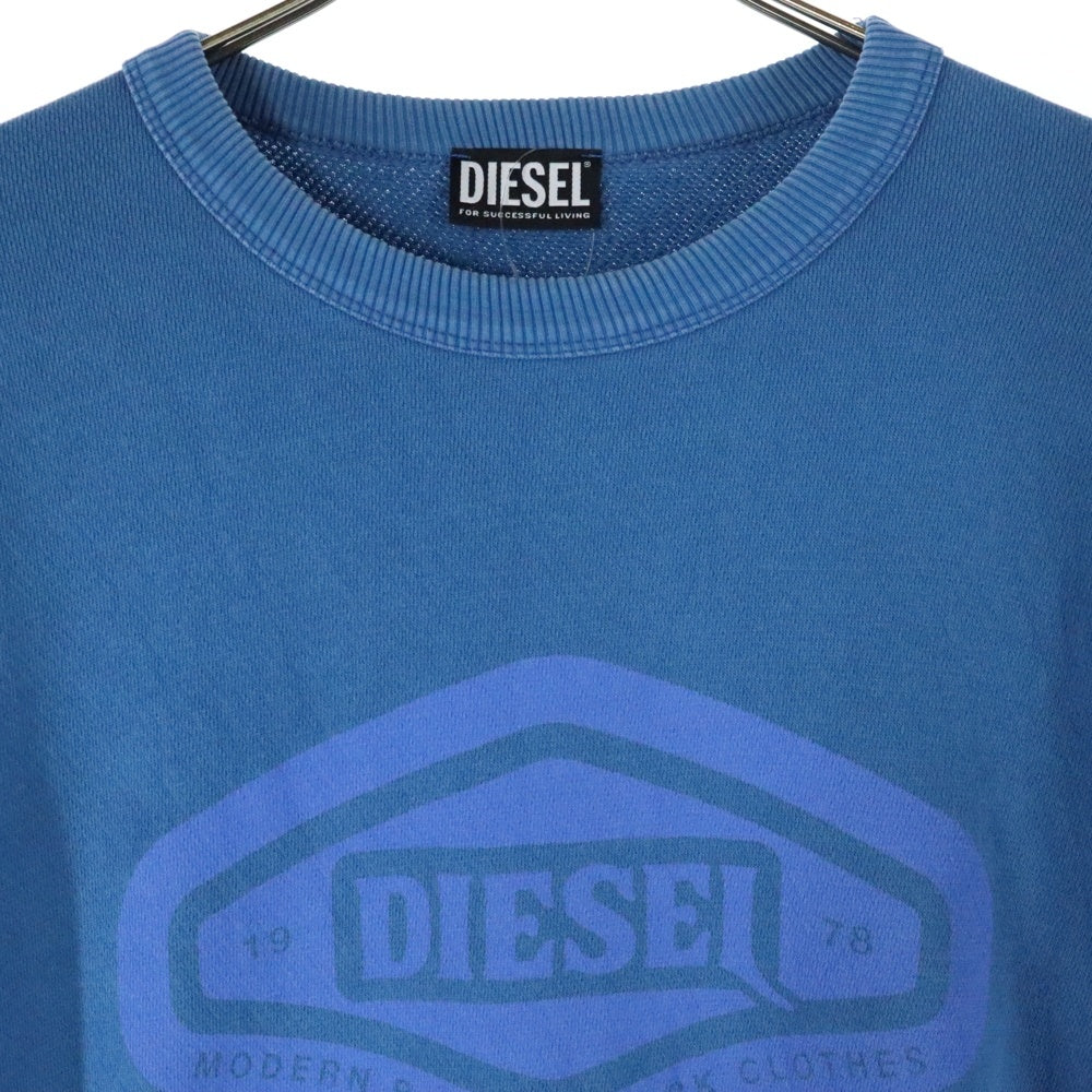 DIESEL(ディーゼル) フロントロゴプリント クルーネックスウェット ブルー A05734