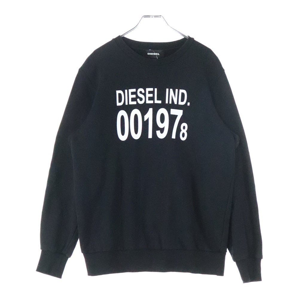 DIESEL(ディーゼル) フロント ナンバリングプリント クルーネックスウェット ブラック