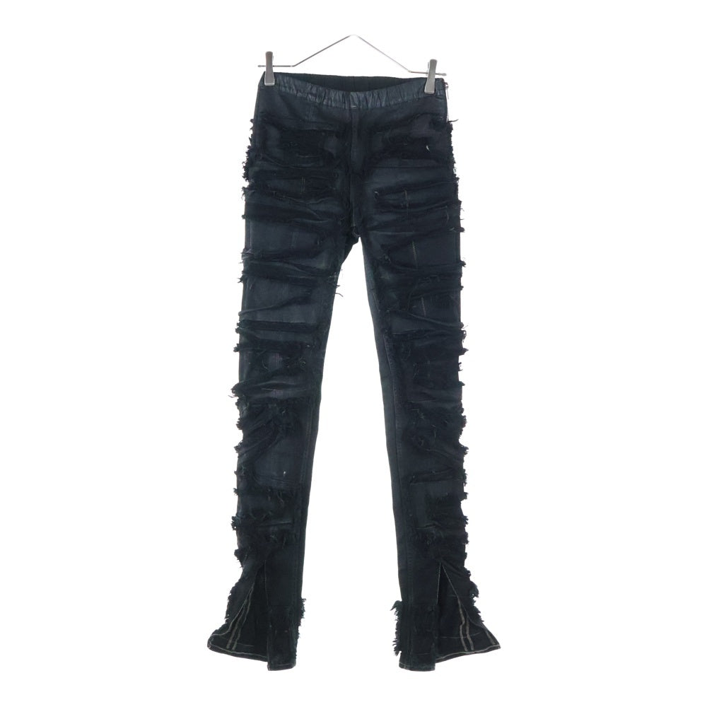 DRKSHDW(ダークシャドウ) 21AW SLIT FRONT LEGGING フロント スリット クラッシュ加工 デニム スキニー パンツ ブラック DS02A3317