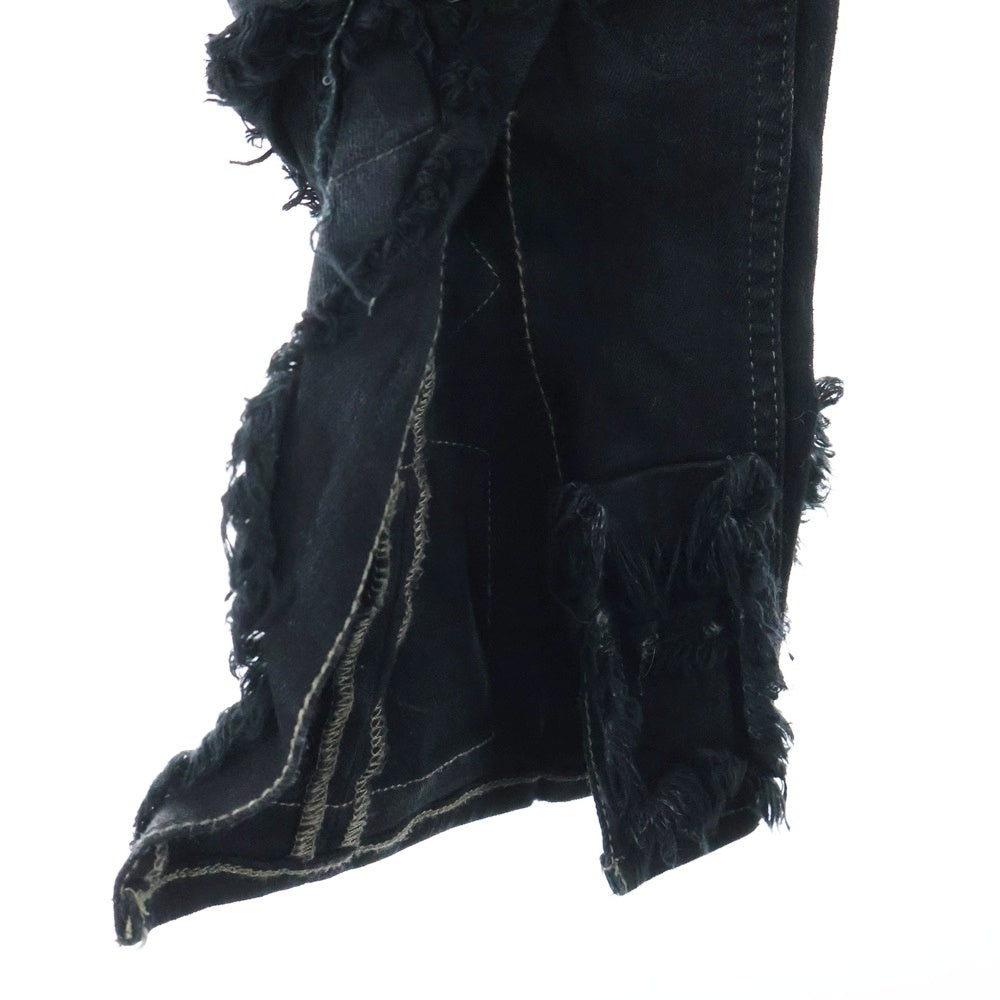DRKSHDW(ダークシャドウ) 21AW SLIT FRONT LEGGING フロント スリット クラッシュ加工 デニム スキニー パンツ ブラック DS02A3317