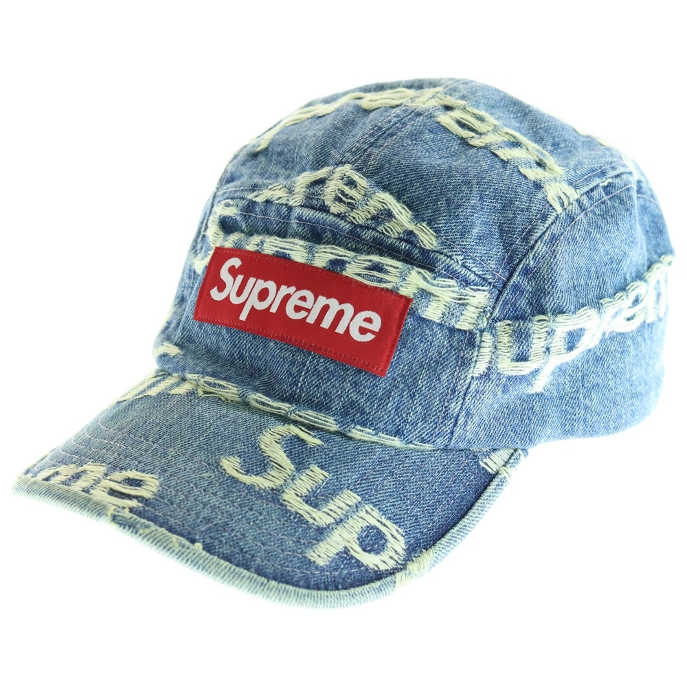 SUPREME(シュプリーム) 21SS Frayed Logos Denim Camp Cap フレイドロゴデニムキャップ 帽子 インディゴ