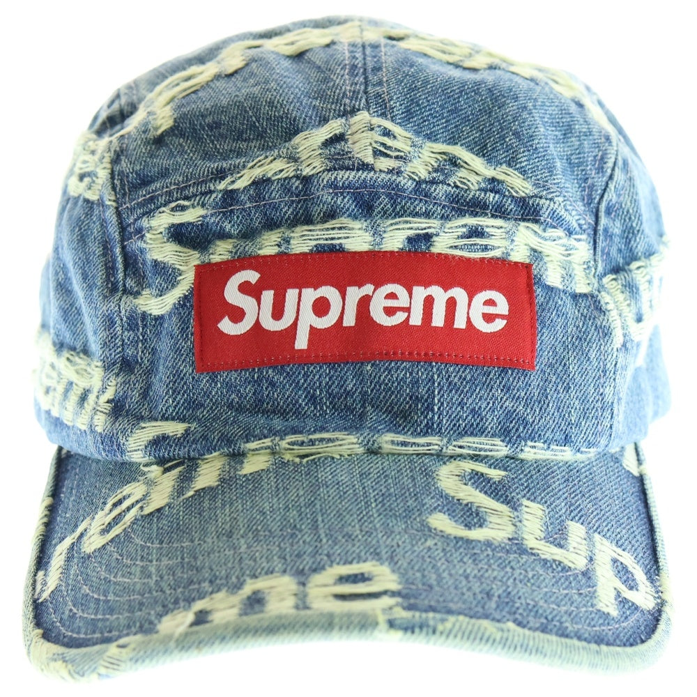 SUPREME(シュプリーム) 21SS Frayed Logos Denim Camp Cap フレイドロゴデニムキャップ 帽子 インディゴ