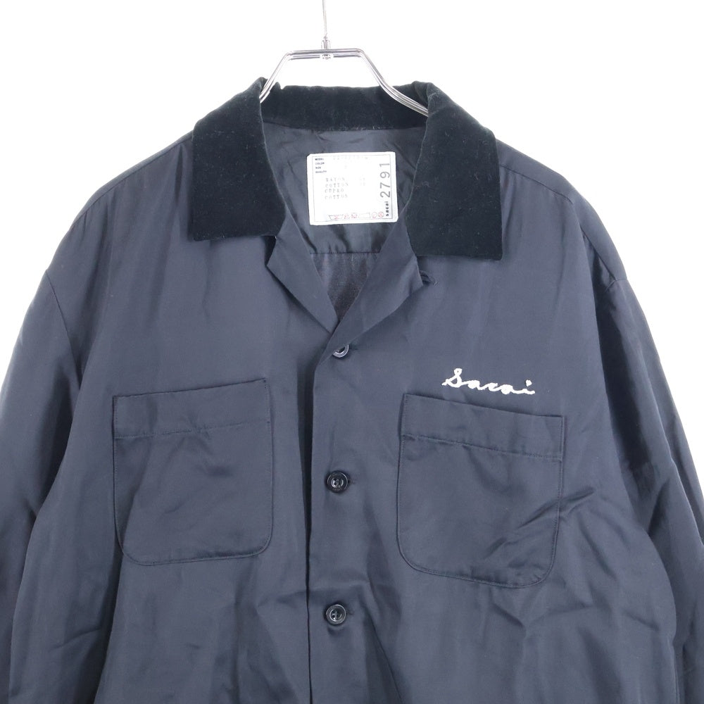 Sacai(サカイ) 22SS Logo Bowling Shirts ロゴ刺繍 長袖 ボーリングシャツ ブラック 22-02791M