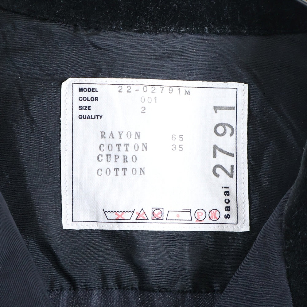 Sacai(サカイ) 22SS Logo Bowling Shirts ロゴ刺繍 長袖 ボーリングシャツ ブラック 22-02791M