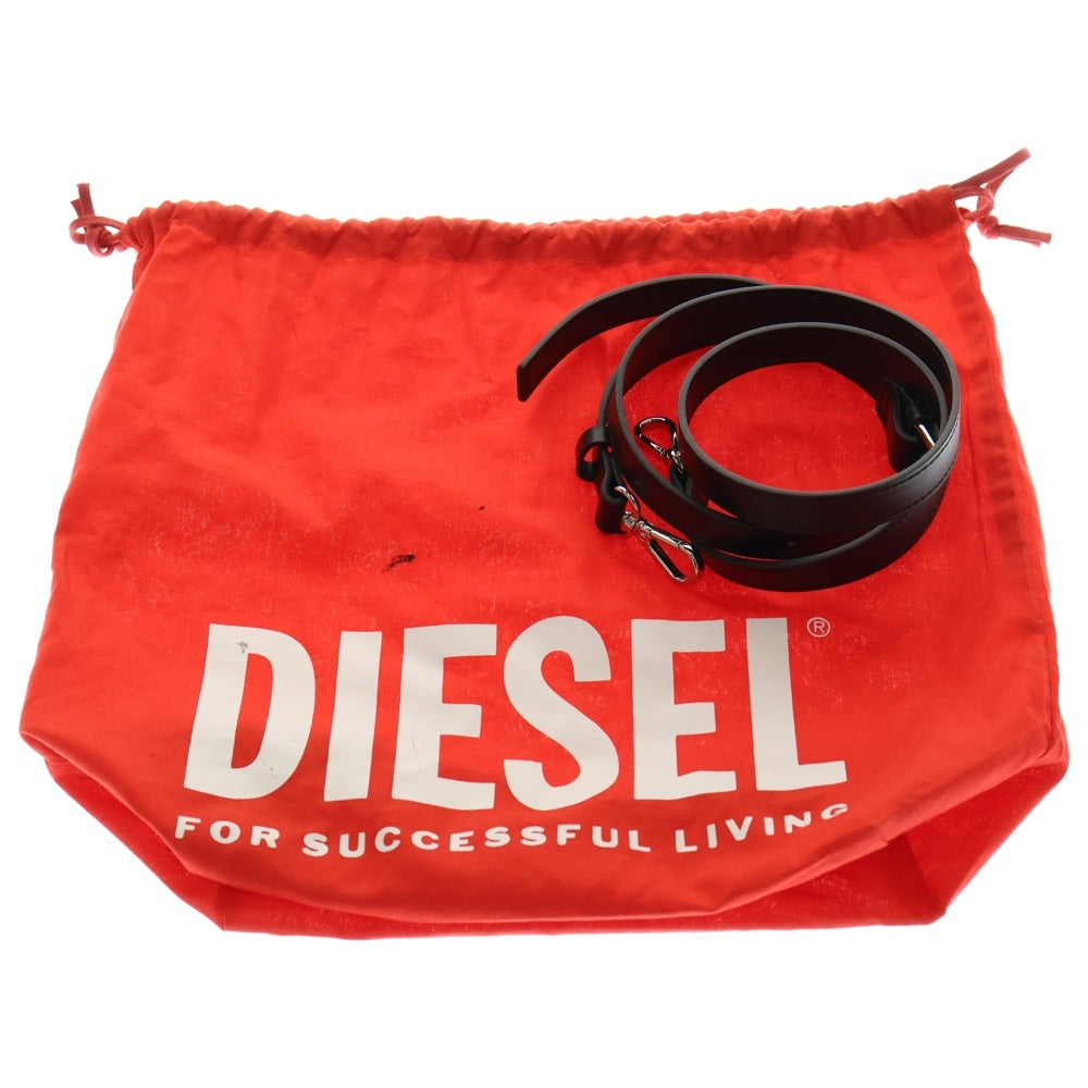 DIESEL(ディーゼル) 1DR Logo Bag 2way メタルプレート ショルダーバッグ レザー ブラック X08396ーPR818