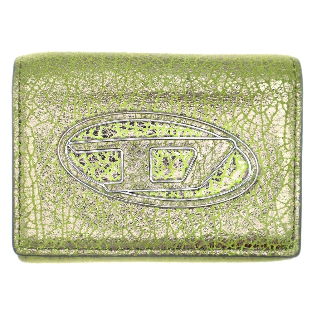 DIESEL(ディーゼル) 1DR Logo コンパクトウォレット 三つ折り財布 レザー グリーン