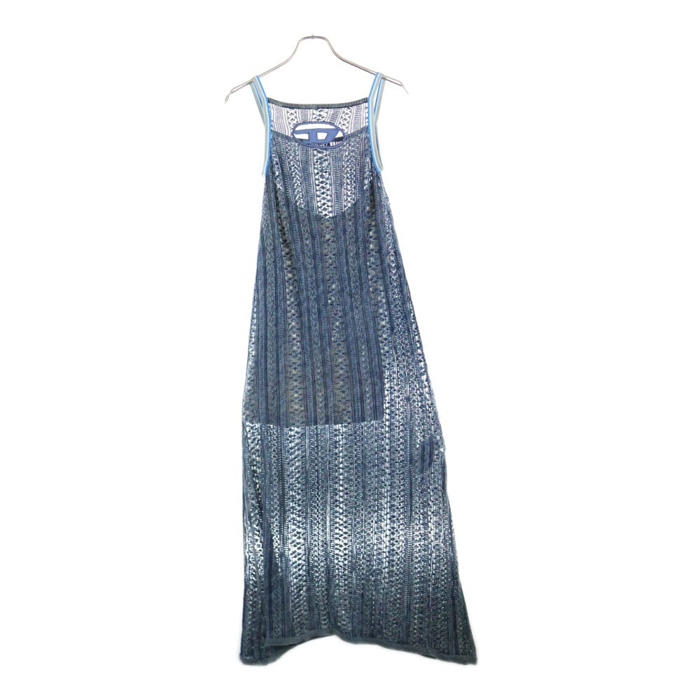 DIESEL(ディーゼル) RTW DSL ロゴニット ロングワンピース ドレス マキシレース クロシェ ネイビー A09450 0NHAB レディース
