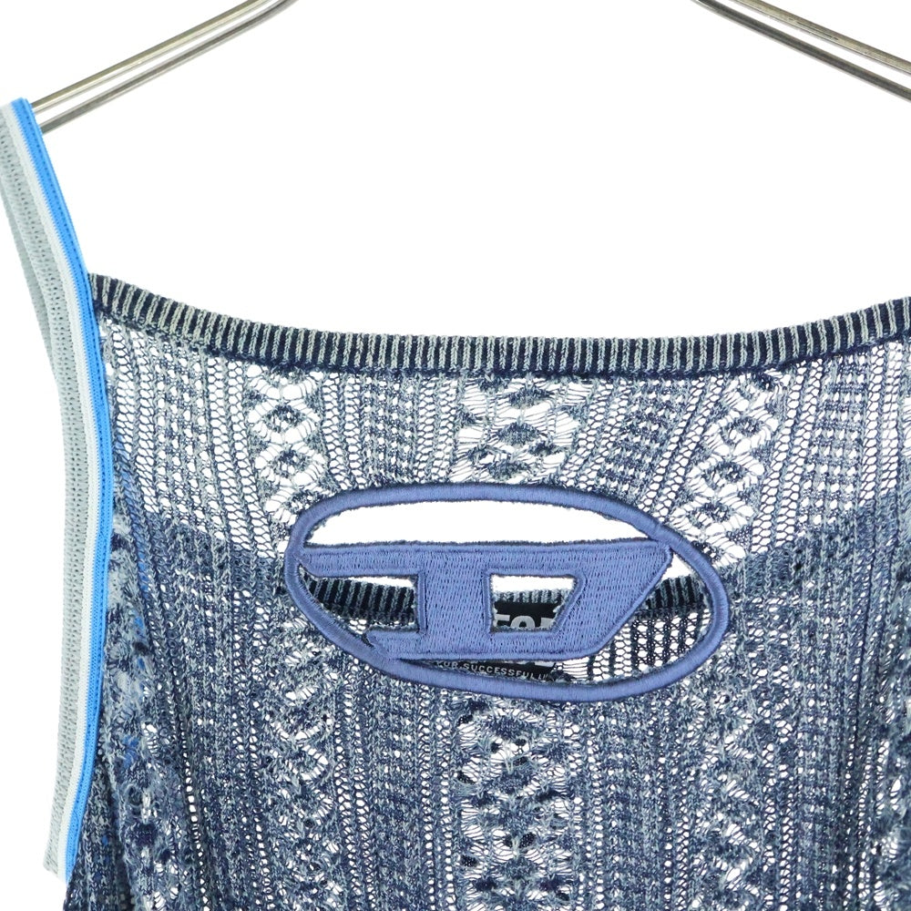 DIESEL(ディーゼル) RTW DSL ロゴニット ロングワンピース ドレス マキシレース クロシェ ネイビー A09450 0NHAB レディース