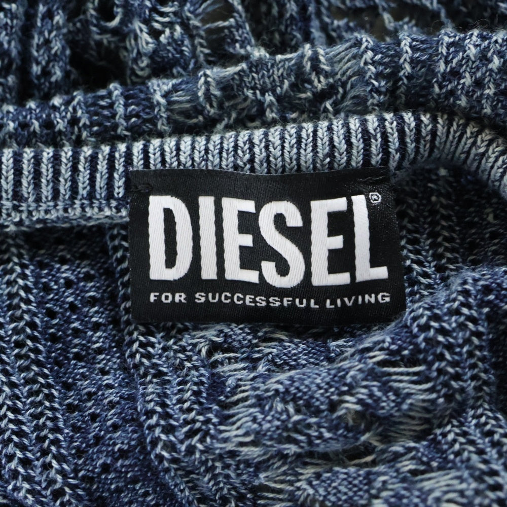 DIESEL(ディーゼル) RTW DSL ロゴニット ロングワンピース ドレス マキシレース クロシェ ネイビー A09450 0NHAB レディース