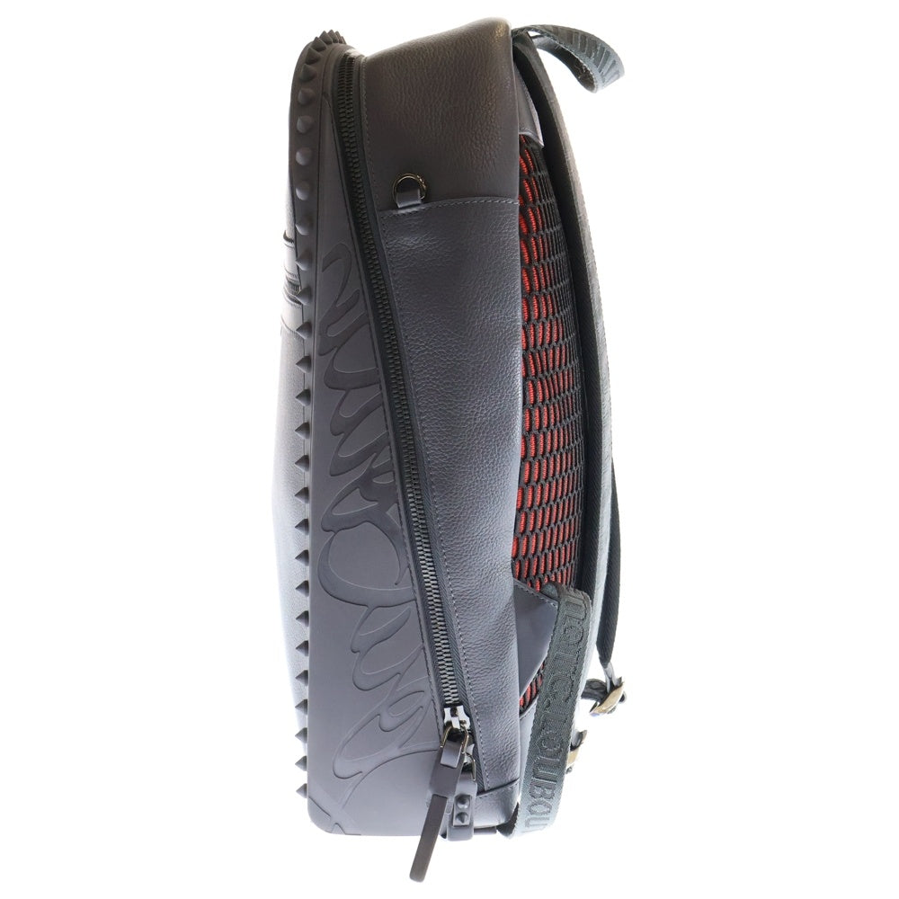 CHRISTIAN LOUBOUTIN(クリスチャンルブタン) バックパリス スタッズ付き ラバー/レザー混合バックパック リュック グレー