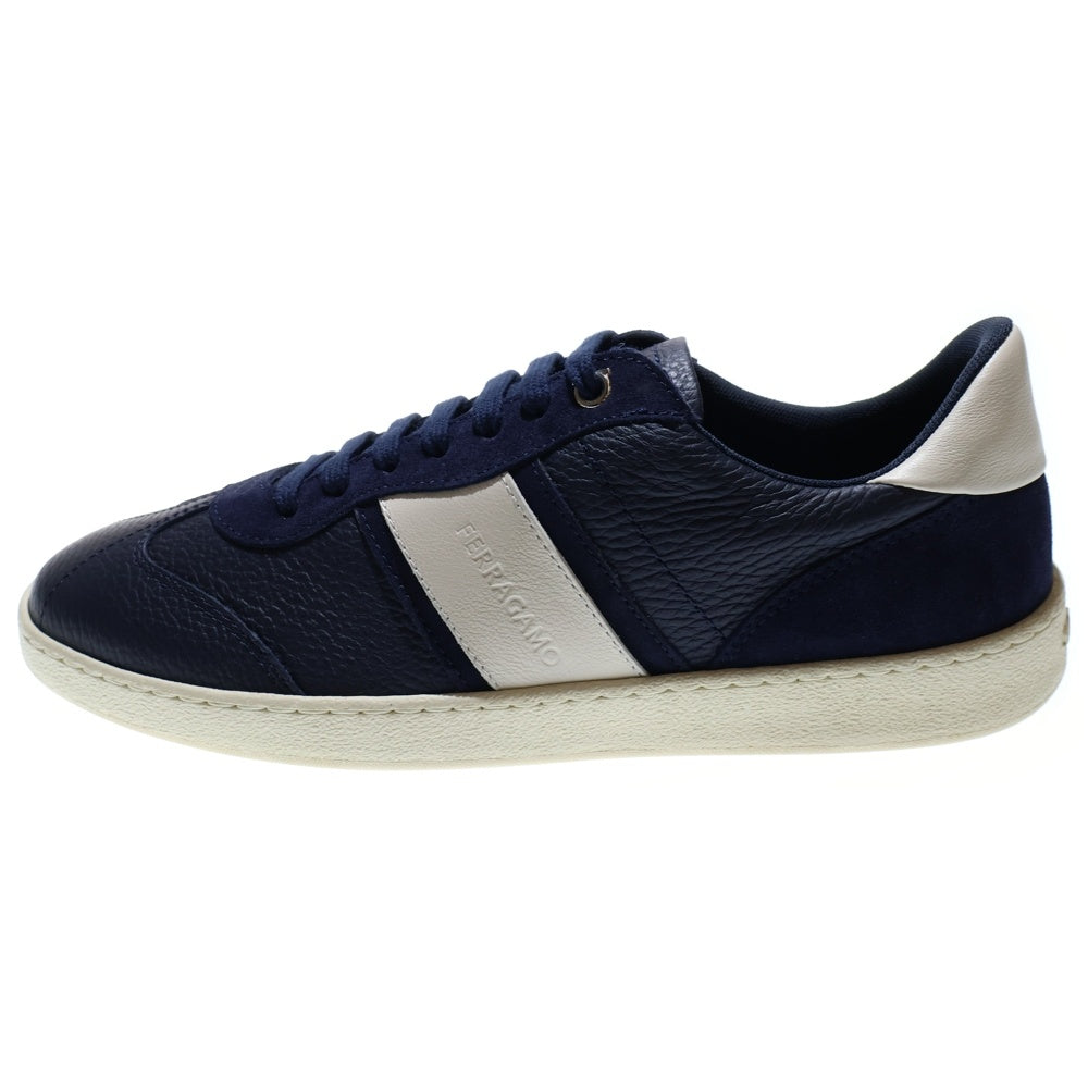 FERRAGAMO(フェラガモ) 25AW レザー レースアップスニーカー ローカット ネイビー 763471