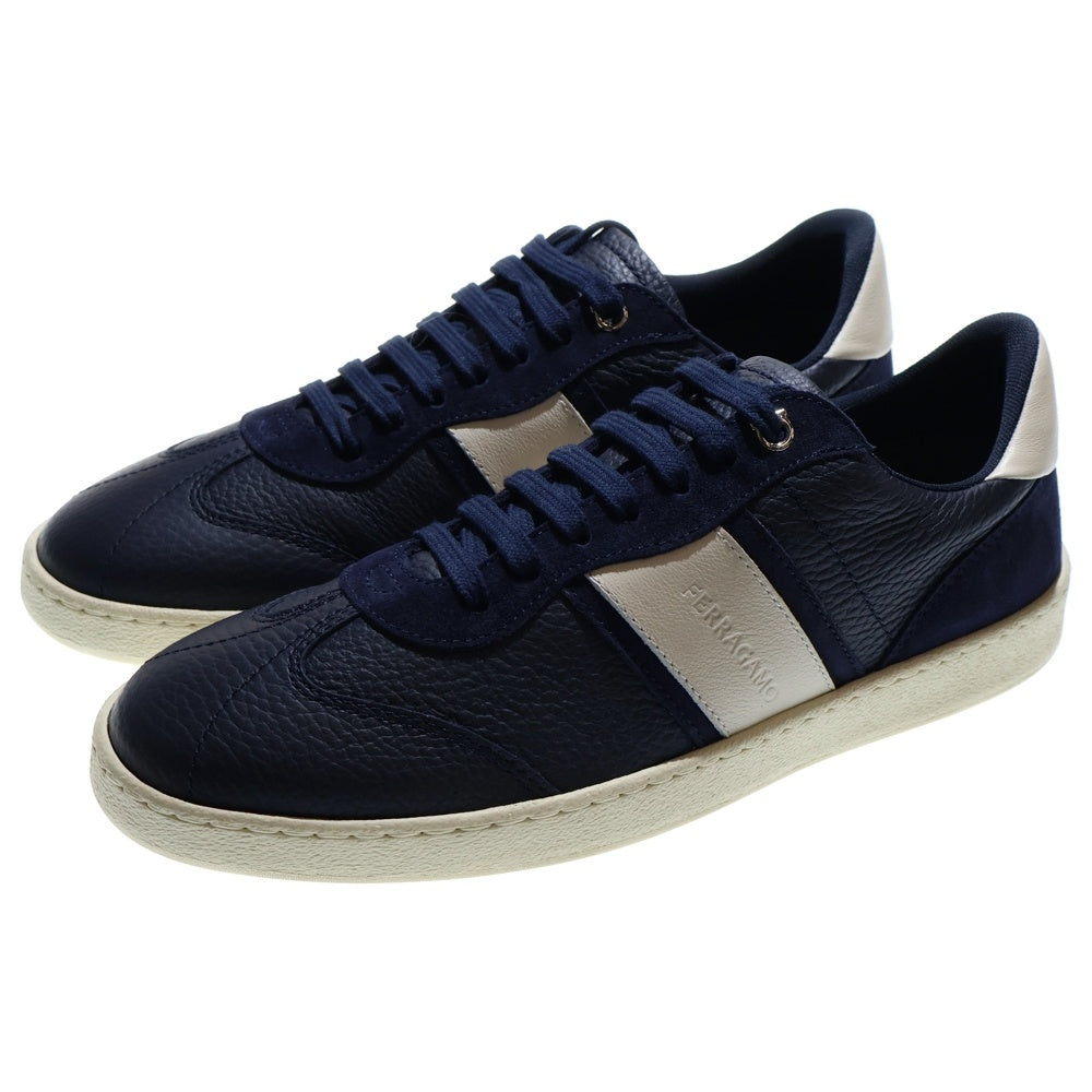 FERRAGAMO(フェラガモ) 25AW レザー レースアップスニーカー ローカット ネイビー 763471