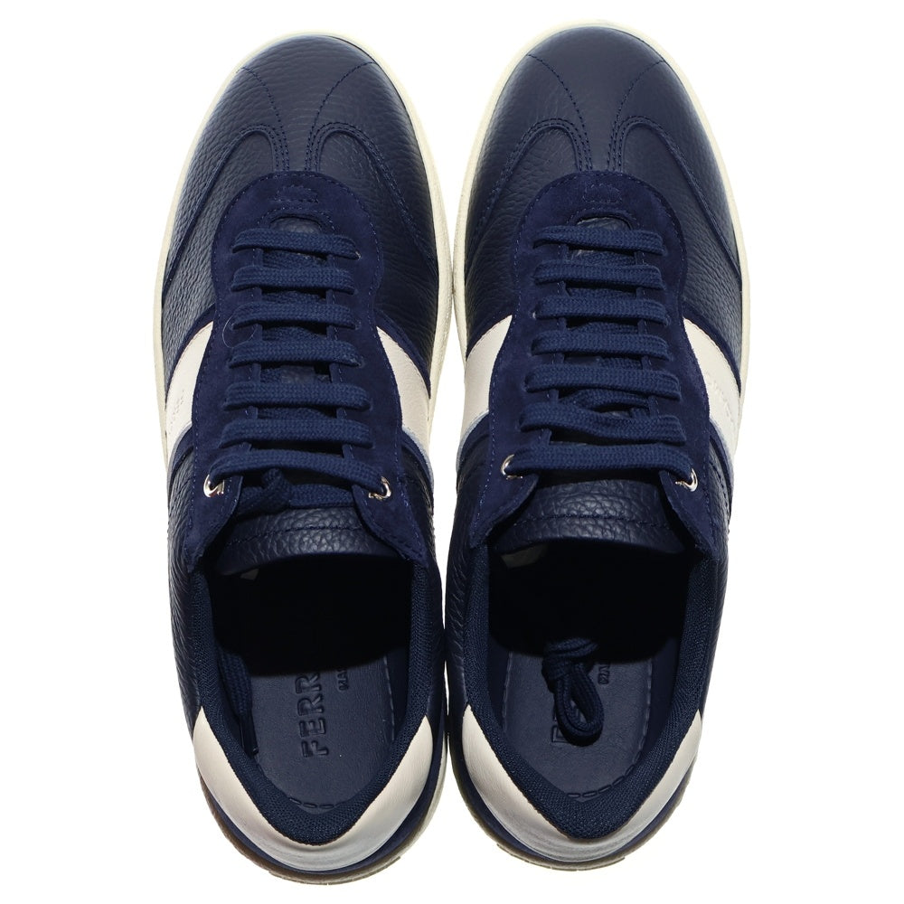 FERRAGAMO(フェラガモ) 25AW レザー レースアップスニーカー ローカット ネイビー 763471