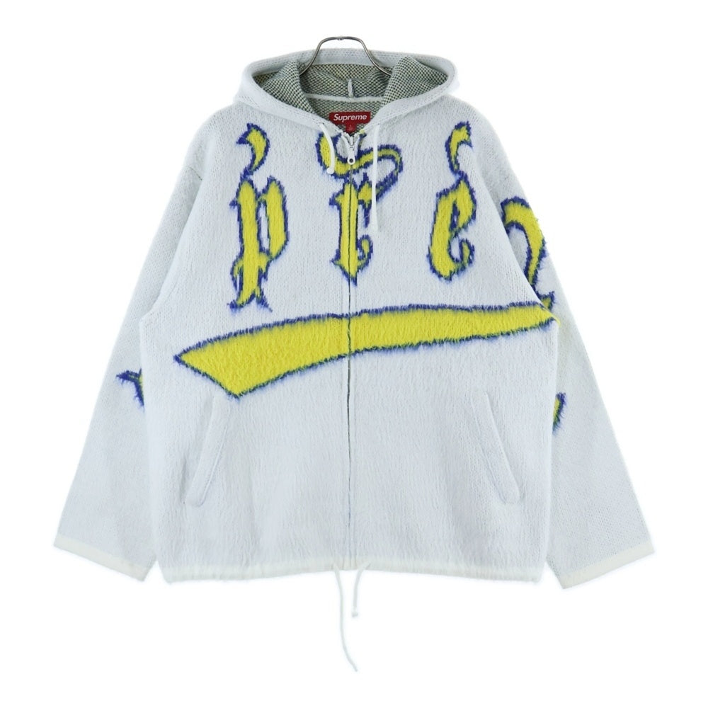 SUPREME(シュプリーム) 24AW Accent Brushed Zip Up Hooded Sweater モヘアニットジップパーカー セーター ホワイト