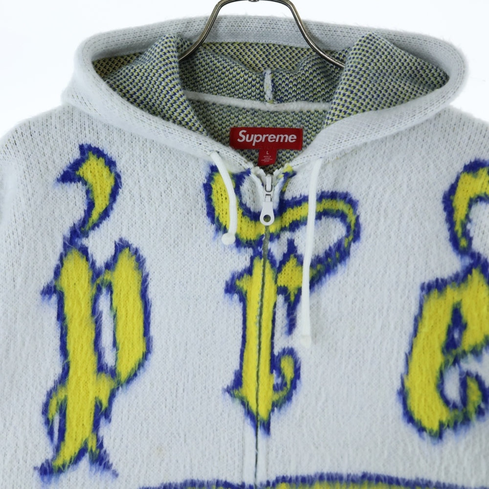SUPREME(シュプリーム) 24AW Accent Brushed Zip Up Hooded Sweater モヘアニットジップパーカー セーター ホワイト