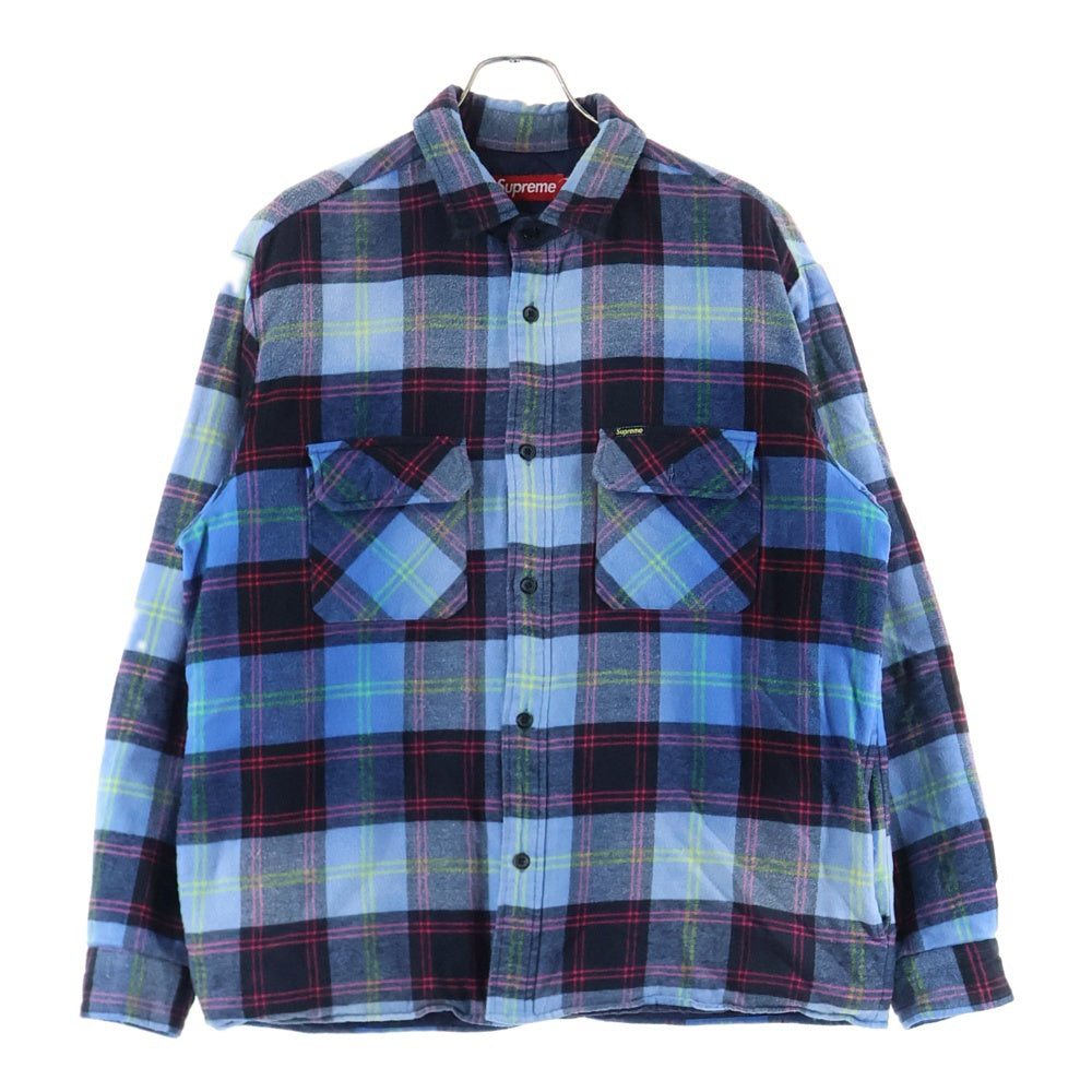 SUPREME(シュプリーム) 24AW Quilted Plaid Shirt キルティング プレイド中綿長袖シャツ ブルー