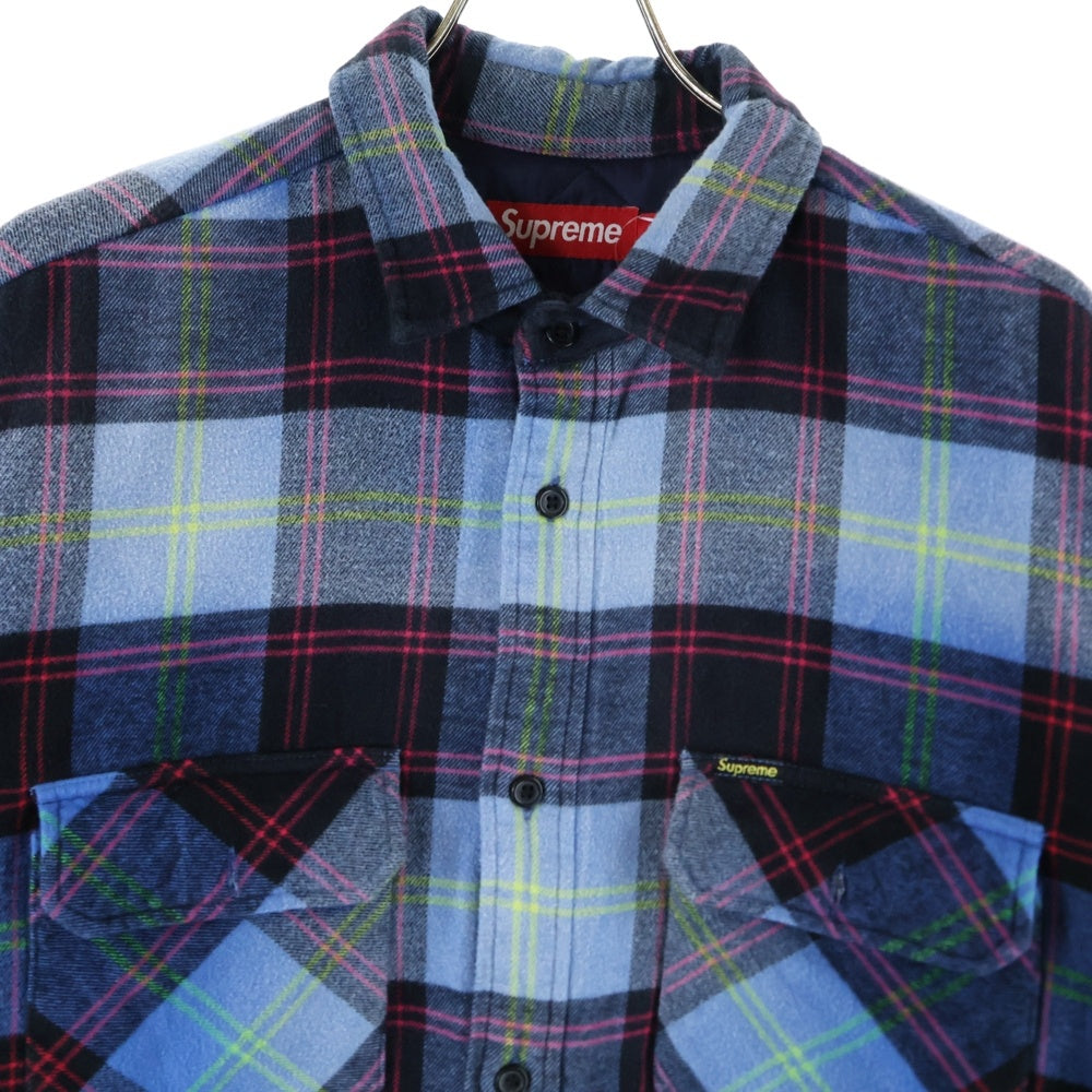 SUPREME(シュプリーム) 24AW Quilted Plaid Shirt キルティング プレイド中綿長袖シャツ ブルー