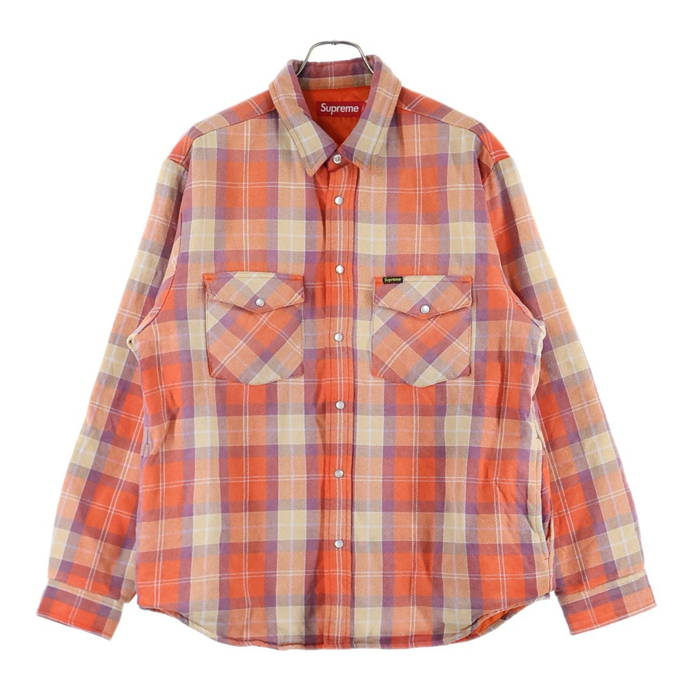 SUPREME(シュプリーム) 24AW Quilted Plaid Shirt キルティング プレイド中綿長袖シャツ オレンジ