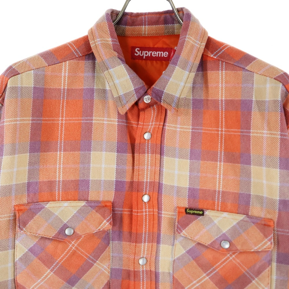 SUPREME(シュプリーム) 24AW Quilted Plaid Shirt キルティング プレイド中綿長袖シャツ オレンジ