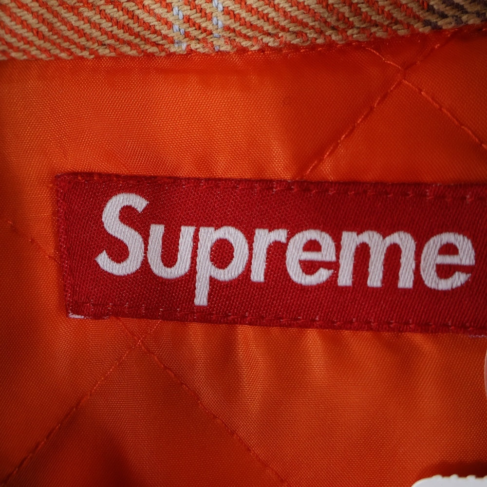 SUPREME(シュプリーム) 24AW Quilted Plaid Shirt キルティング プレイド中綿長袖シャツ オレンジ