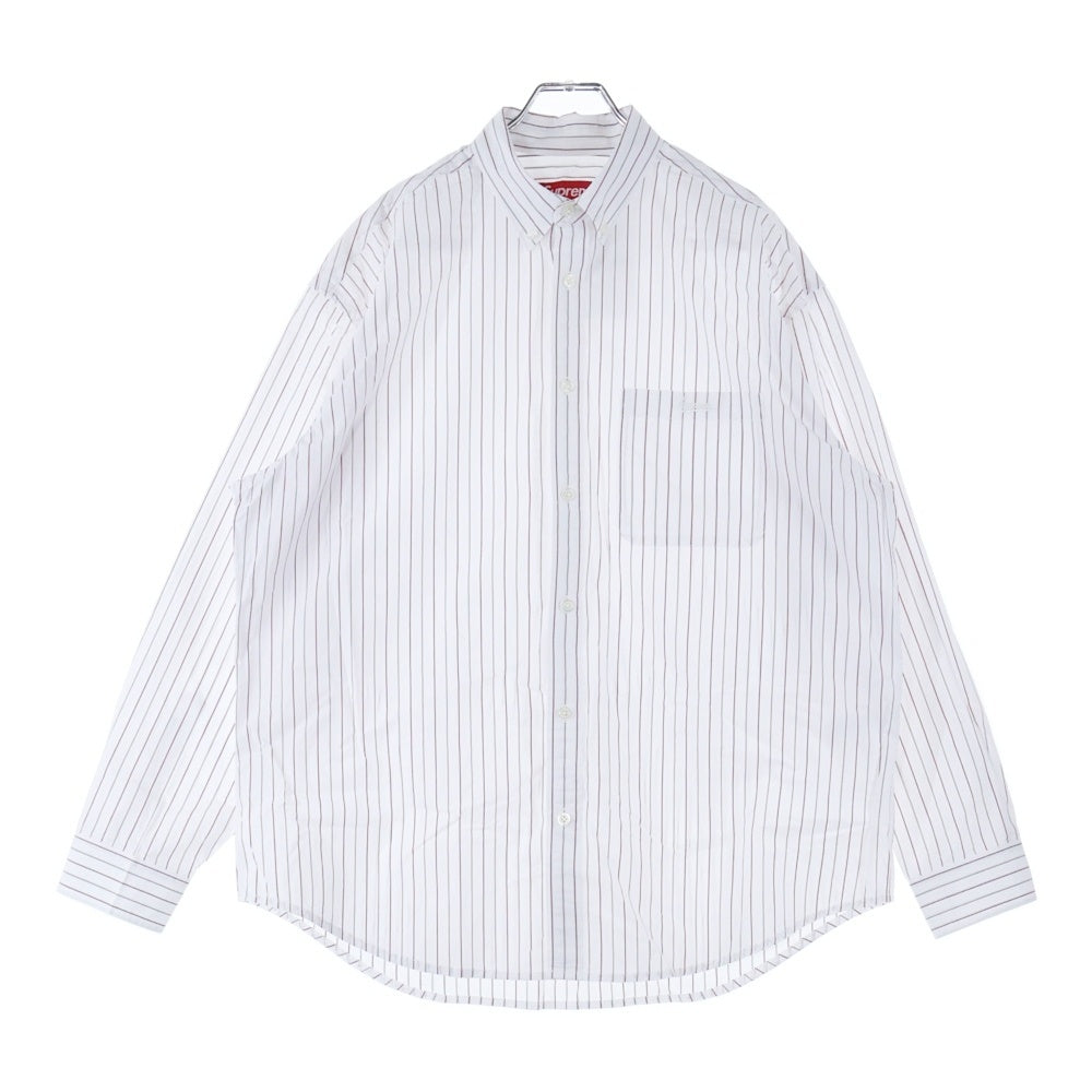 SUPREME(シュプリーム) 24AW Loose Fit Stripe Shirt ルーズフィット ストライプ 長袖シャツ ホワイト