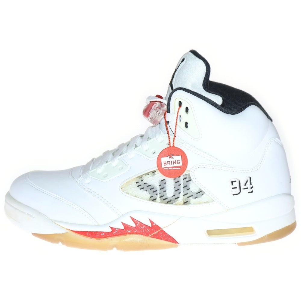 SUPREME(シュプリーム) ×SUPREME AIR JORDAN 5 RETRO 824371-101 シュプリーム エアジョーダン 5 レトロ ハイカットスニーカー ホワイト US10.5/28.5cm