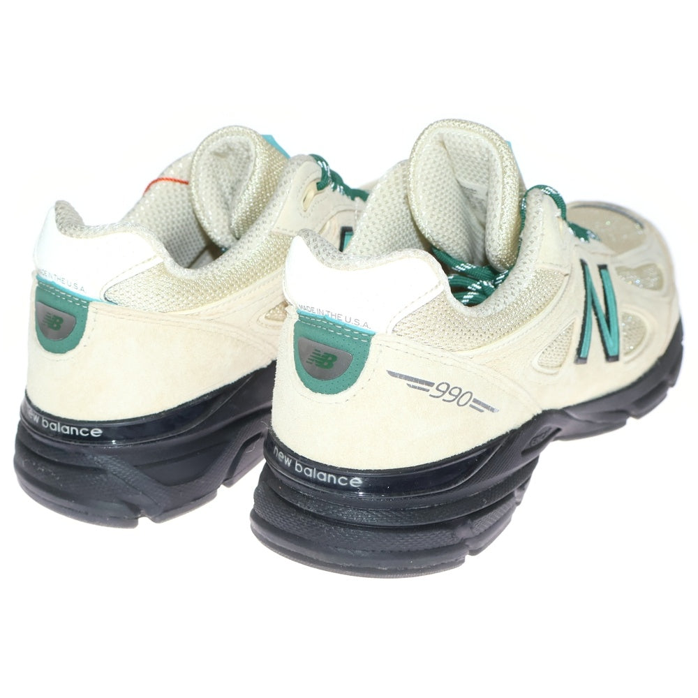 New Balance(ニューバランス) U990GB4 マカダミアナッツ メッシュローカットスニーカー ホワイト/グリーン US8/26cm