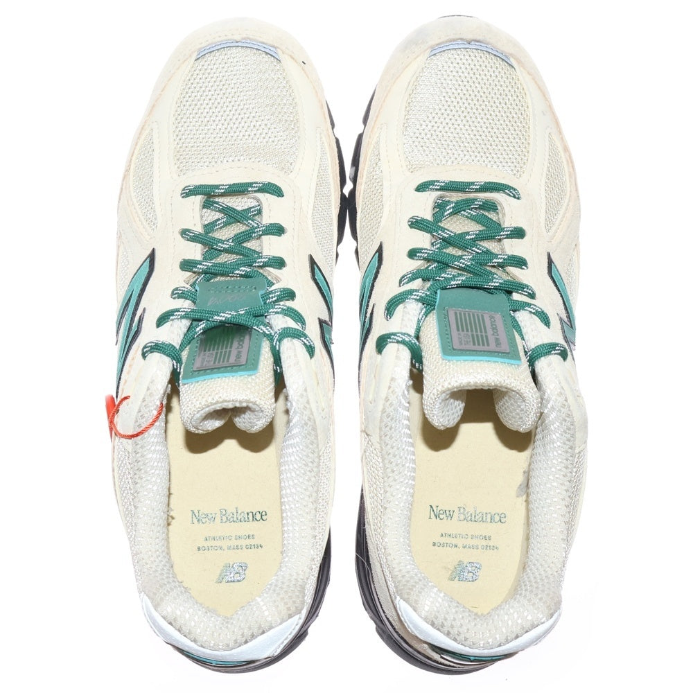 New Balance(ニューバランス) U990GB4 マカダミアナッツ メッシュローカットスニーカー ホワイト/グリーン US8/26cm