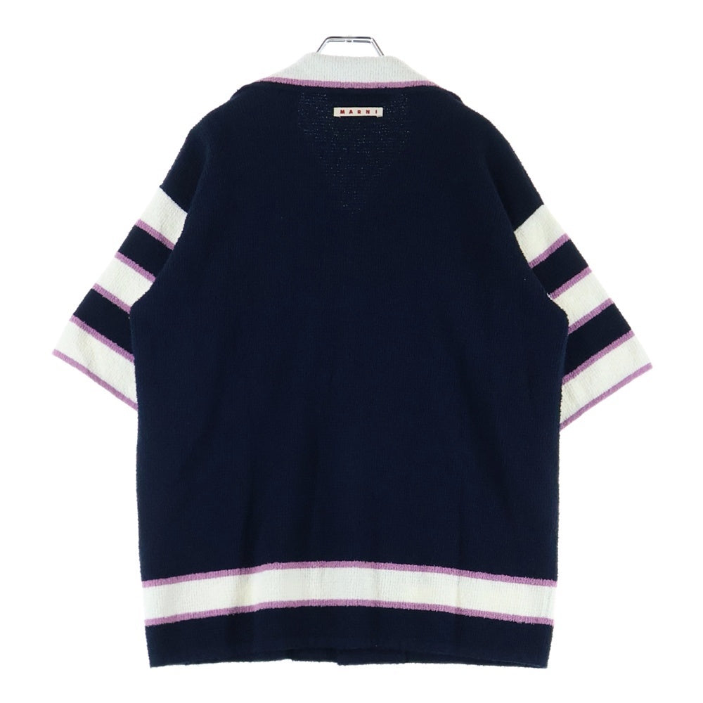MARNI(マルニ) 24SS ボーダーテリー半袖開襟シャツ ネイビー CUMG0007Q0 UFC206
