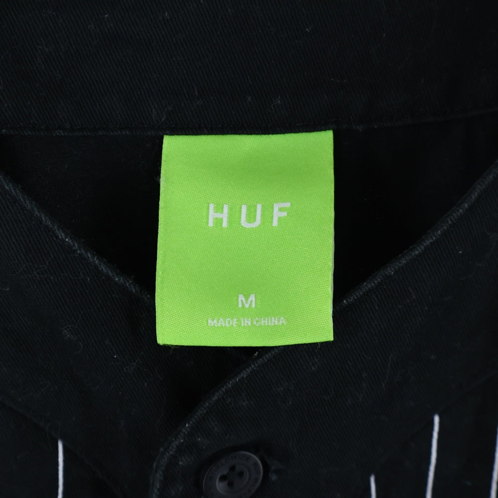 HUF(ハフ) FOREVER BASEBALL フォーエバー ベースボール ピンストライプ シャツ ブラック KN00340