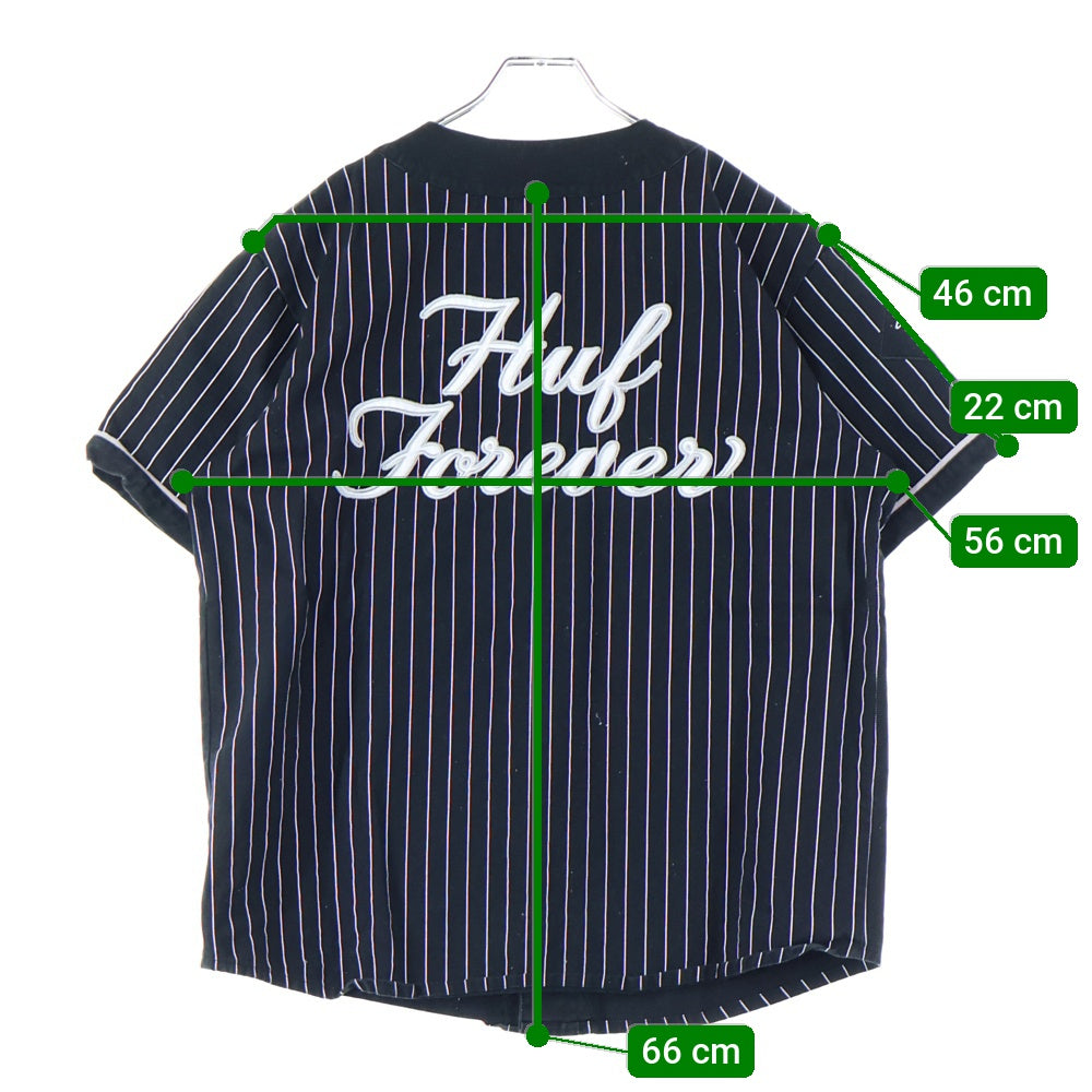 HUF(ハフ) FOREVER BASEBALL フォーエバー ベースボール ピンストライプ シャツ ブラック KN00340