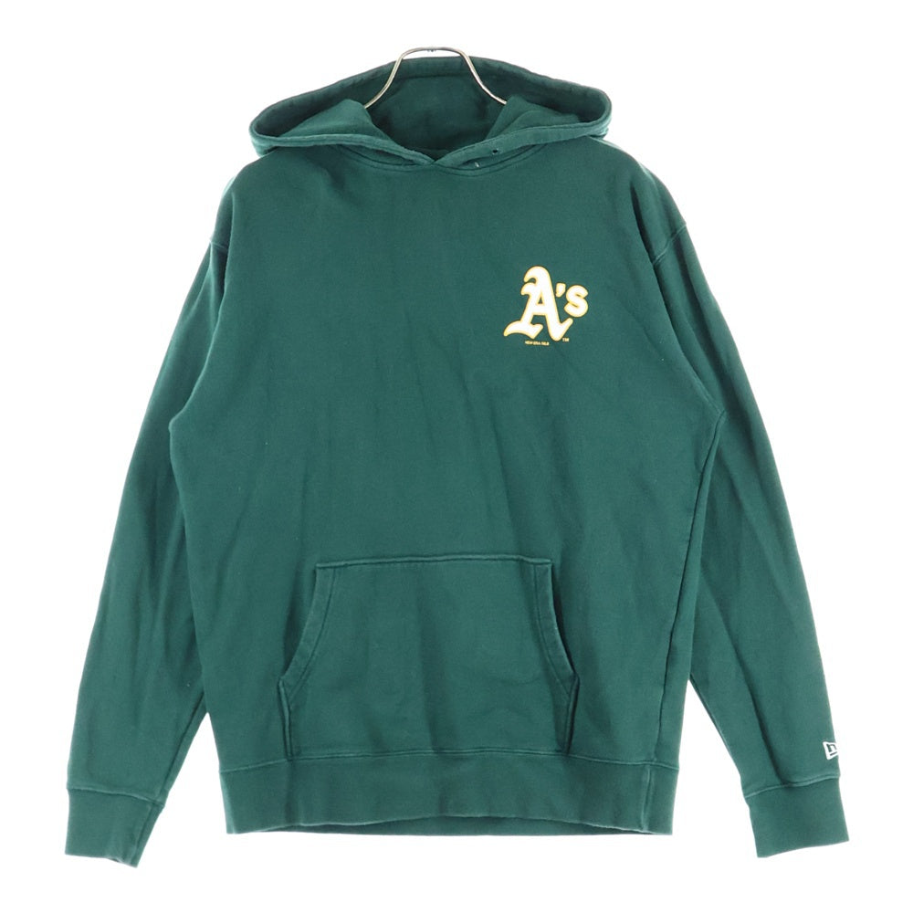 NEW ERA(ニューエラ) MLB オークランドアスレチックス プリントロゴ ビックロゴ フーディ プルオーバーパーカー グリーン