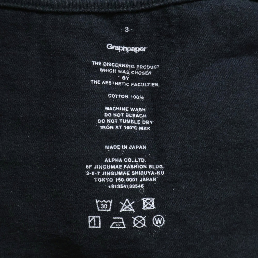 Graphpaper(グラフペーパー) コットン半袖Tシャツ カットソー ブラック