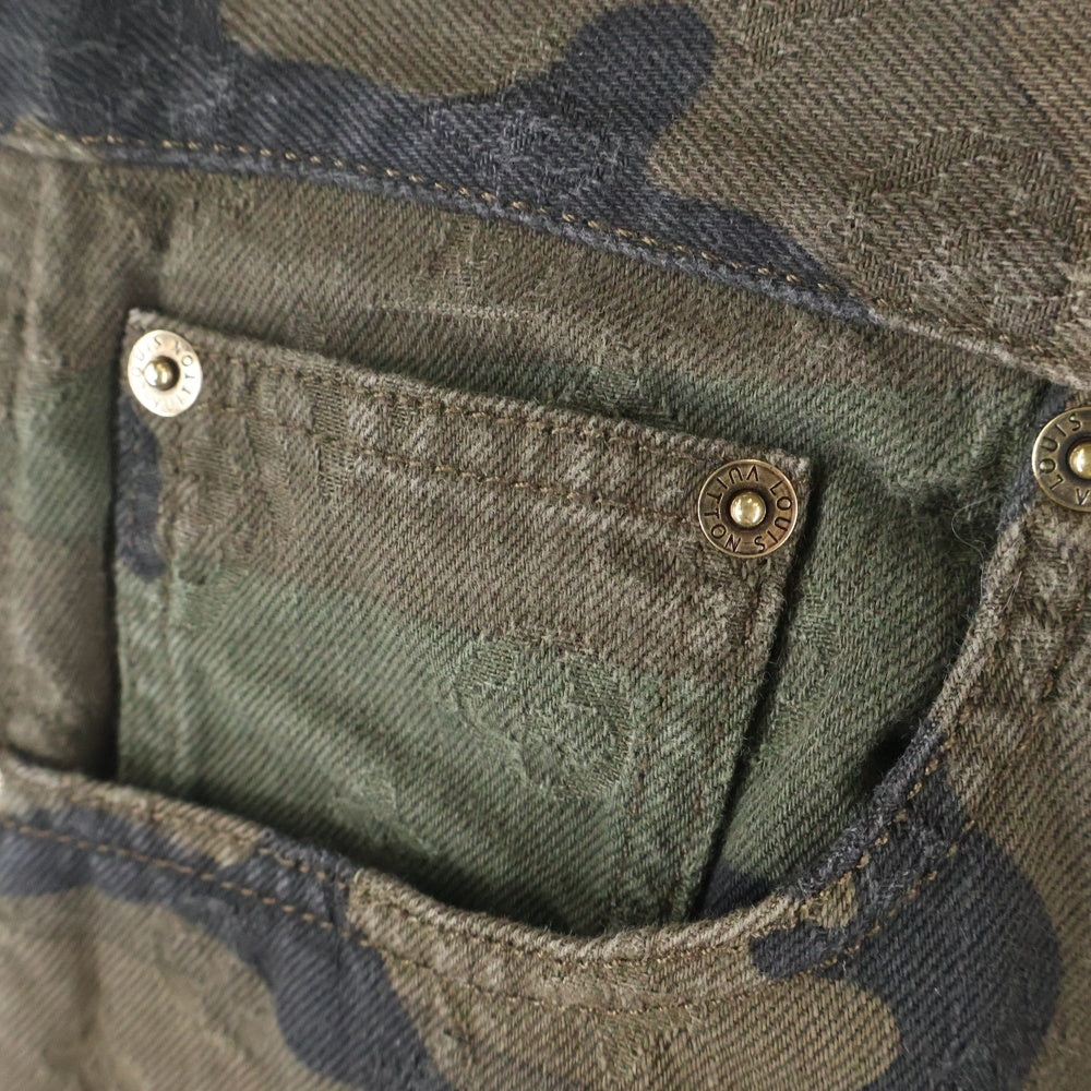 LOUIS VUITTON(ルイヴィトン) 17AW ×SUPREME LVジャガードデニムカーペンターパンツ カモフラ ブラウン/グリーン HDD97WDSQ