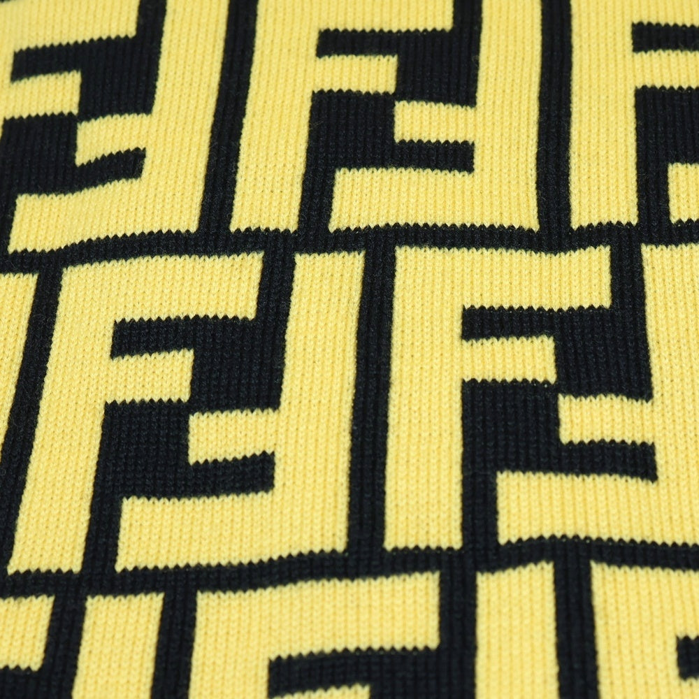 FENDI(フェンディ) ズッカ柄 バイカラー ウールマフラー イエロー/ブラウン FXS124 A880