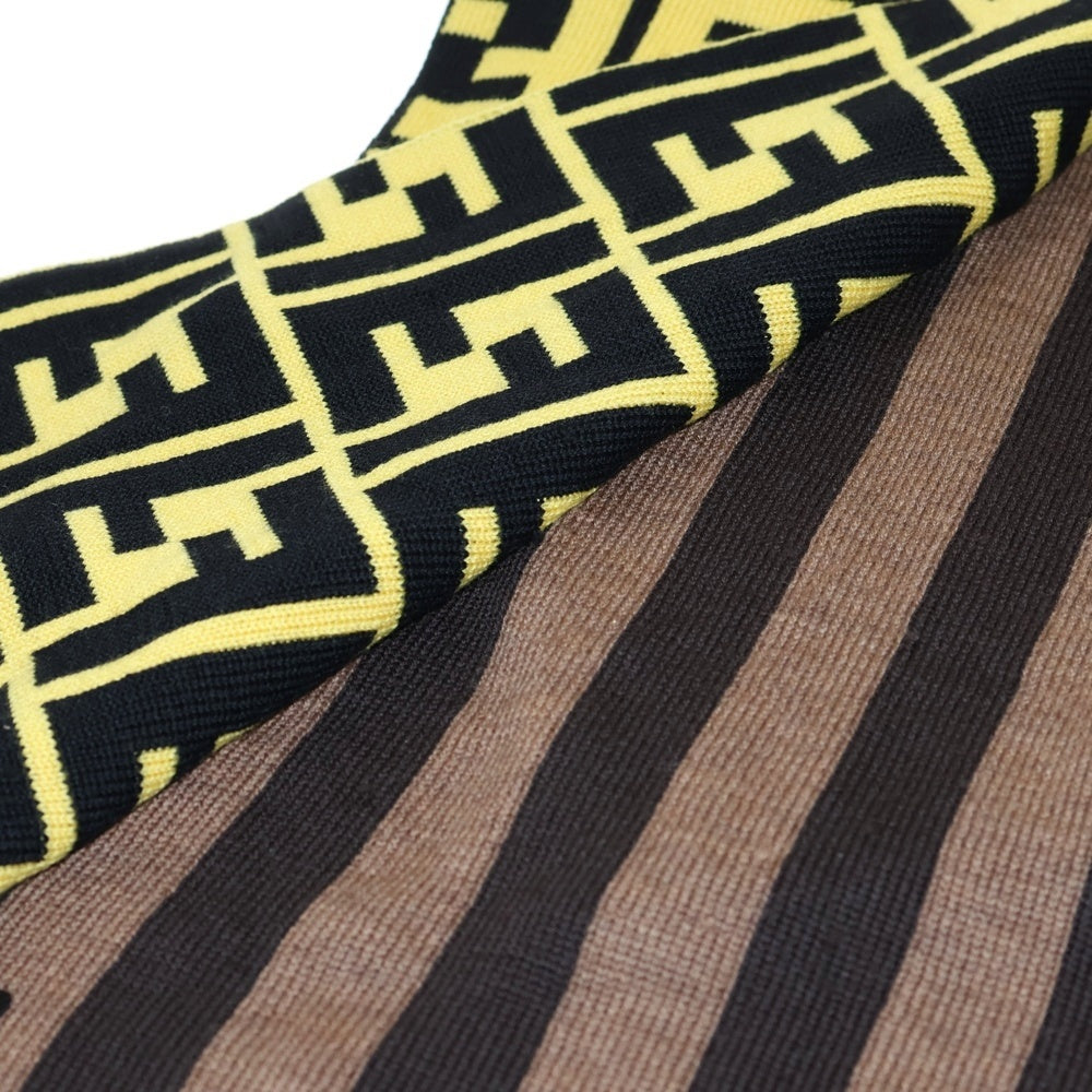 FENDI(フェンディ) ズッカ柄 バイカラー ウールマフラー イエロー/ブラウン FXS124 A880