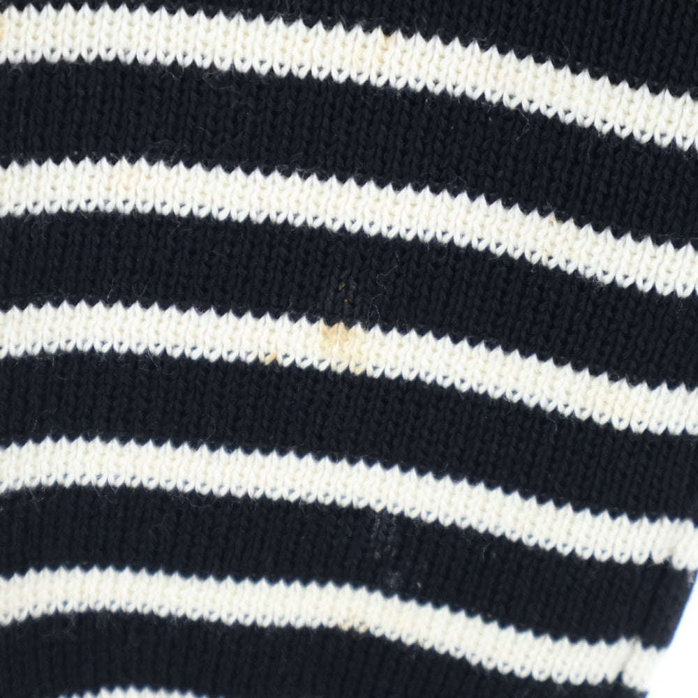 SAINT LAURENT PARIS(サンローランパリ) ショルダーボタン ボーダー クルーネックニット セター ブラック/ホワイト 588063 YAFQ2