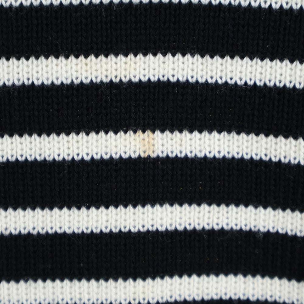 SAINT LAURENT PARIS(サンローランパリ) ショルダーボタン ボーダー クルーネックニット セター ブラック/ホワイト 588063 YAFQ2