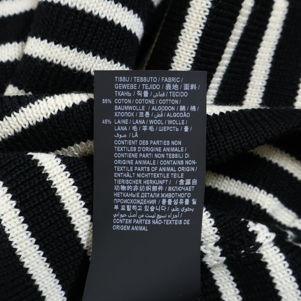 SAINT LAURENT PARIS(サンローランパリ) ショルダーボタン ボーダー クルーネックニット セター ブラック/ホワイト 588063 YAFQ2