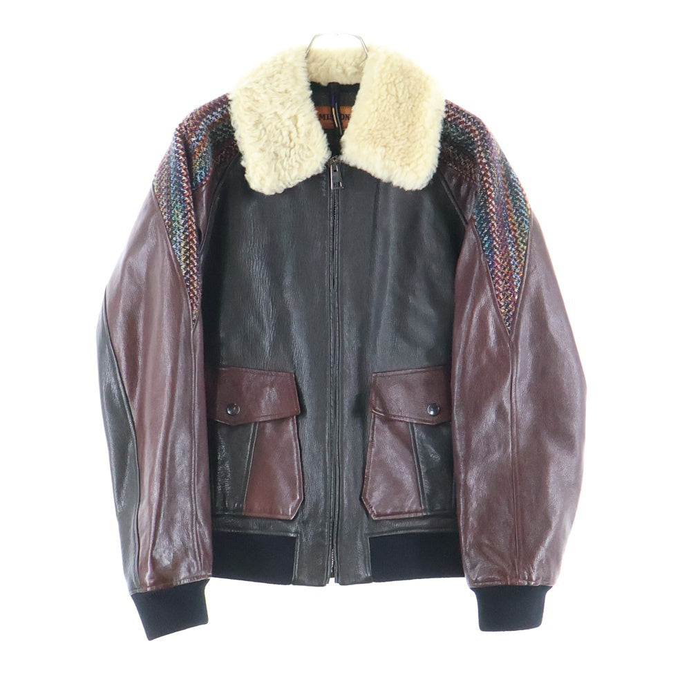 MISSONI(ミッソーニ) 襟ムートン シープスキン G1フライトジャケット ブラウン 2002MUR00017 BL003W