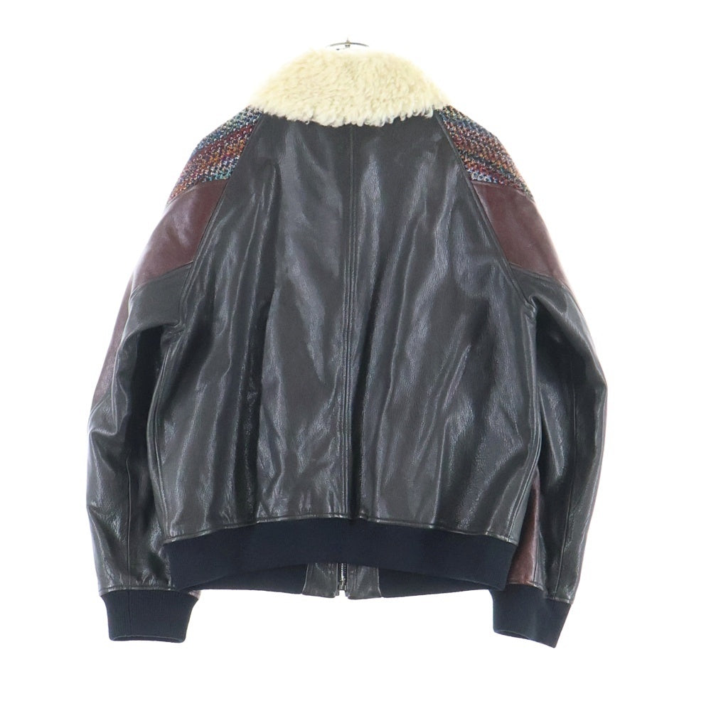 MISSONI(ミッソーニ) 襟ムートン シープスキン G1フライトジャケット ブラウン 2002MUR00017 BL003W