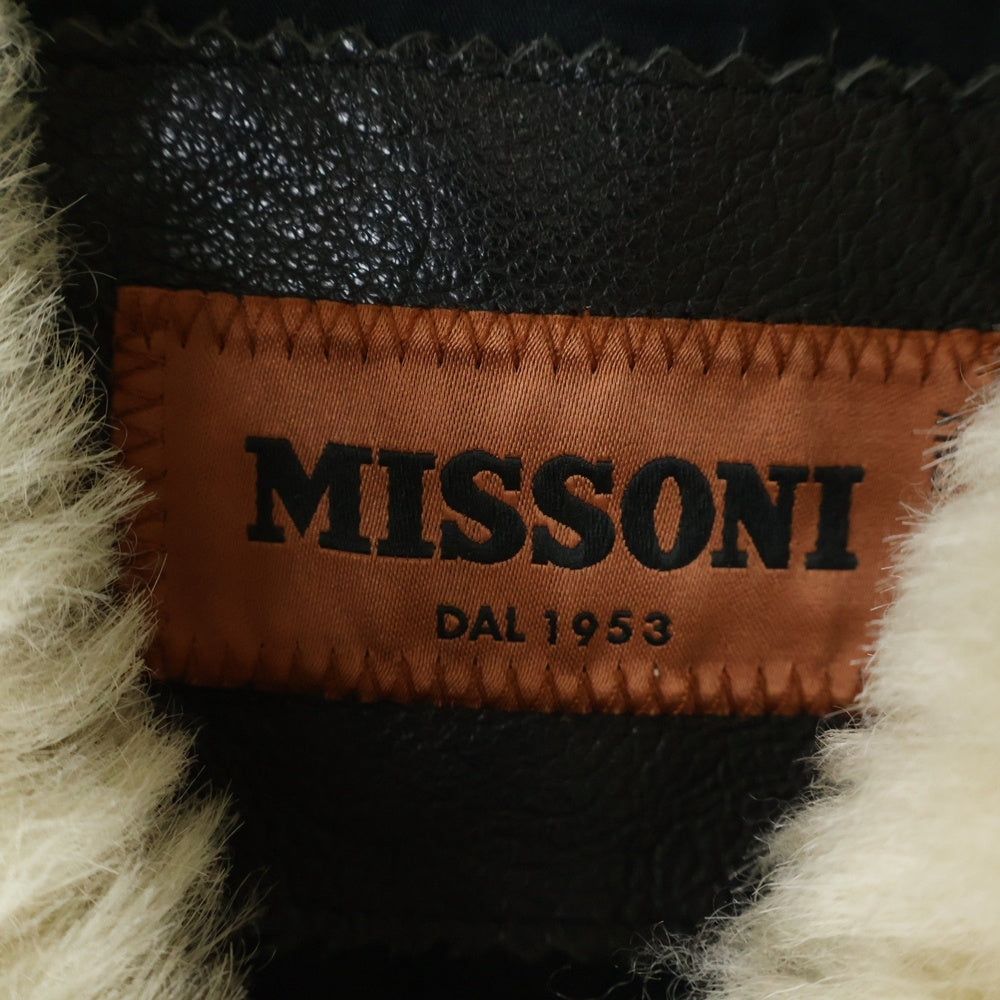 MISSONI(ミッソーニ) 襟ムートン シープスキン G1フライトジャケット ブラウン 2002MUR00017 BL003W