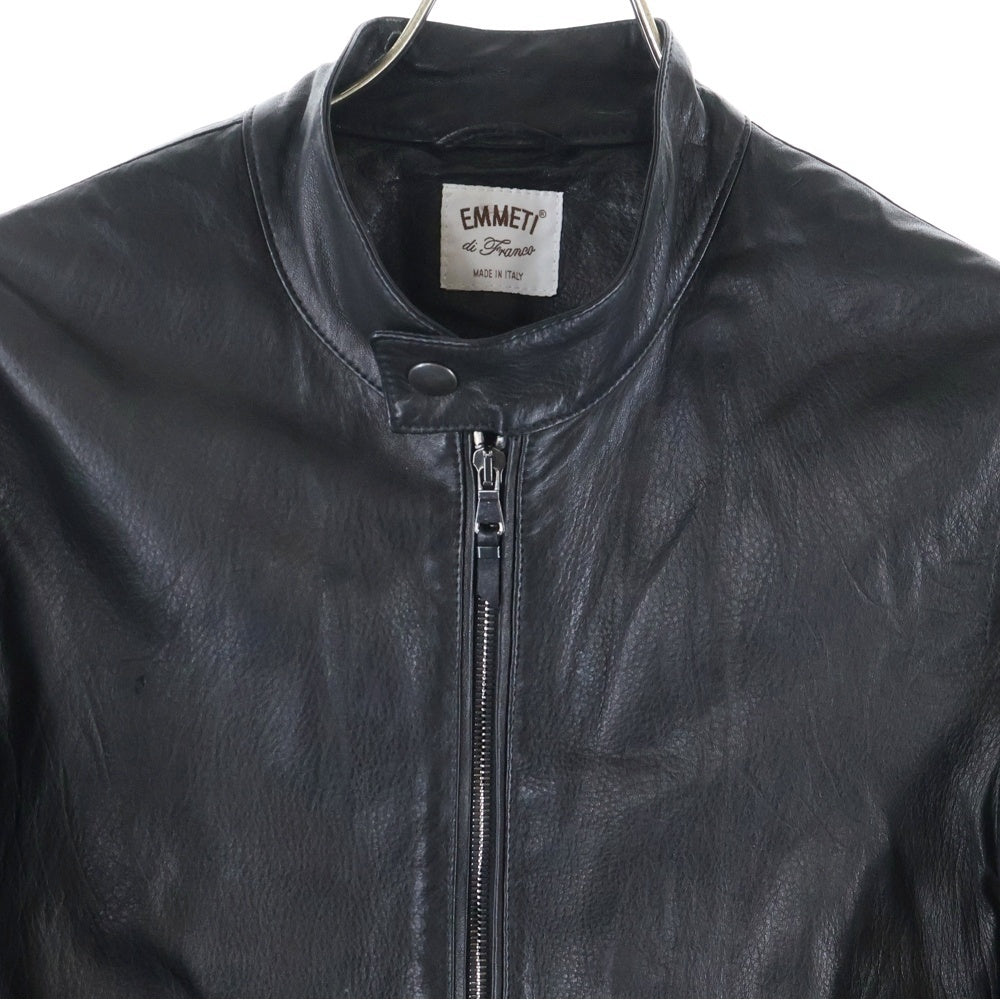 EMMETI(エンメティ) JURI ユリ ラムスキン レザーシングルライダースジャケット ブラック