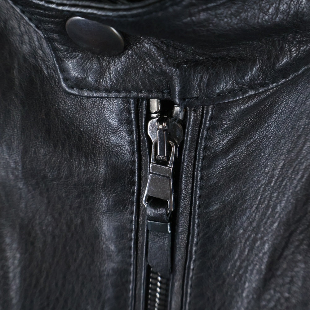 EMMETI(エンメティ) JURI ユリ ラムスキン レザーシングルライダースジャケット ブラック